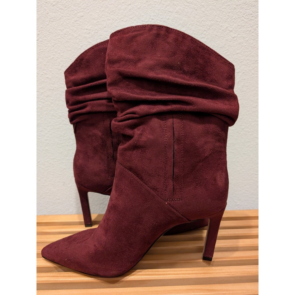 Jessica Simpson Women Shoes 5M‎ Elisti Slouchy Pointed Heel Boots Cherry Suede - Picture 6 of 10